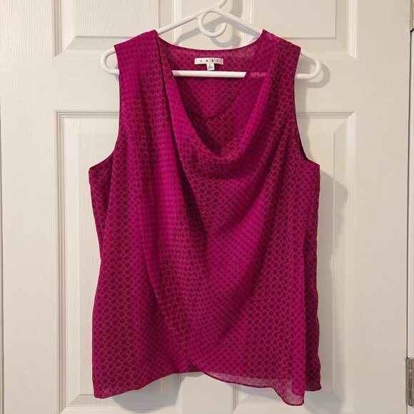 Vintage CAbi Brilliant Blouse Fuchsia Floral Sleeveless Top Style 983 Size L - Picture 1 of 5